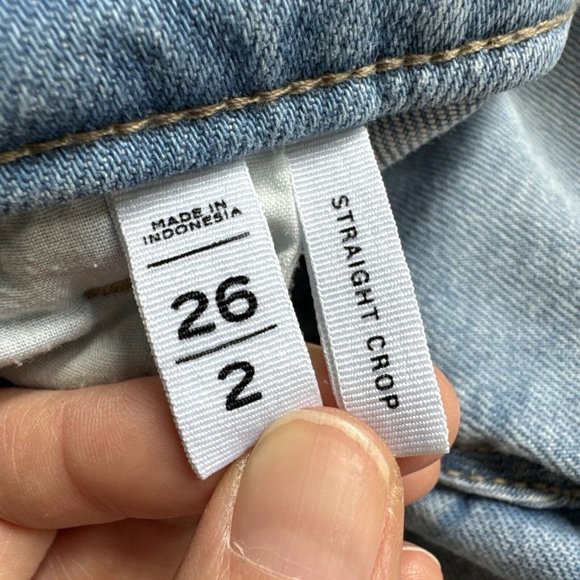 ANN TAYLOR LOFT WOMEN'S LIGHT WASH DISTRESSED STRAIGHT CROP BLUE JEANS SIZE 26/2 - Picture 3 of 10